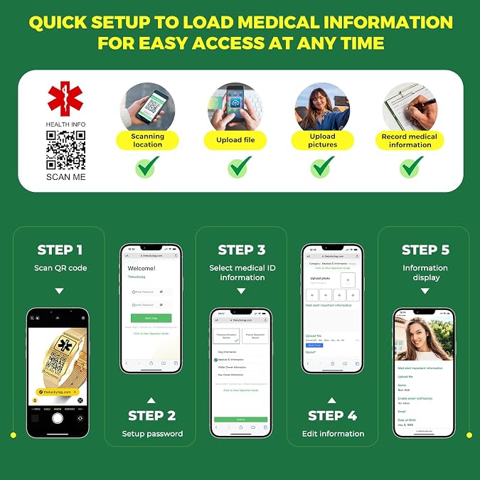 Upgraded Medical Alert ID Bracelets Men Women with QR Code | Stainless Steel Adjustable Mesh Wristband Fits 6.58.27 Wrists - More Space to Save & Update Emergency Medical Information