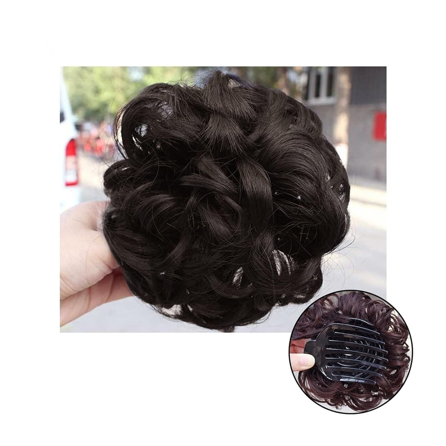 EERINESS Hair Chignon for Women Synthetic Curly Hair Bun Hair Clips Women Ponytail Extensions Messy Bun Hair Hoops Extensions Wig Hair Accessories Messy Bun Hair Piece (Color : D)
