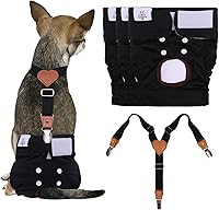 Vista 7 de CuteBone Pañales para perras, paquete de 3 pañales reutilizables para perras con un tirante para perros pequeños, medianos y grandes, BDD01L