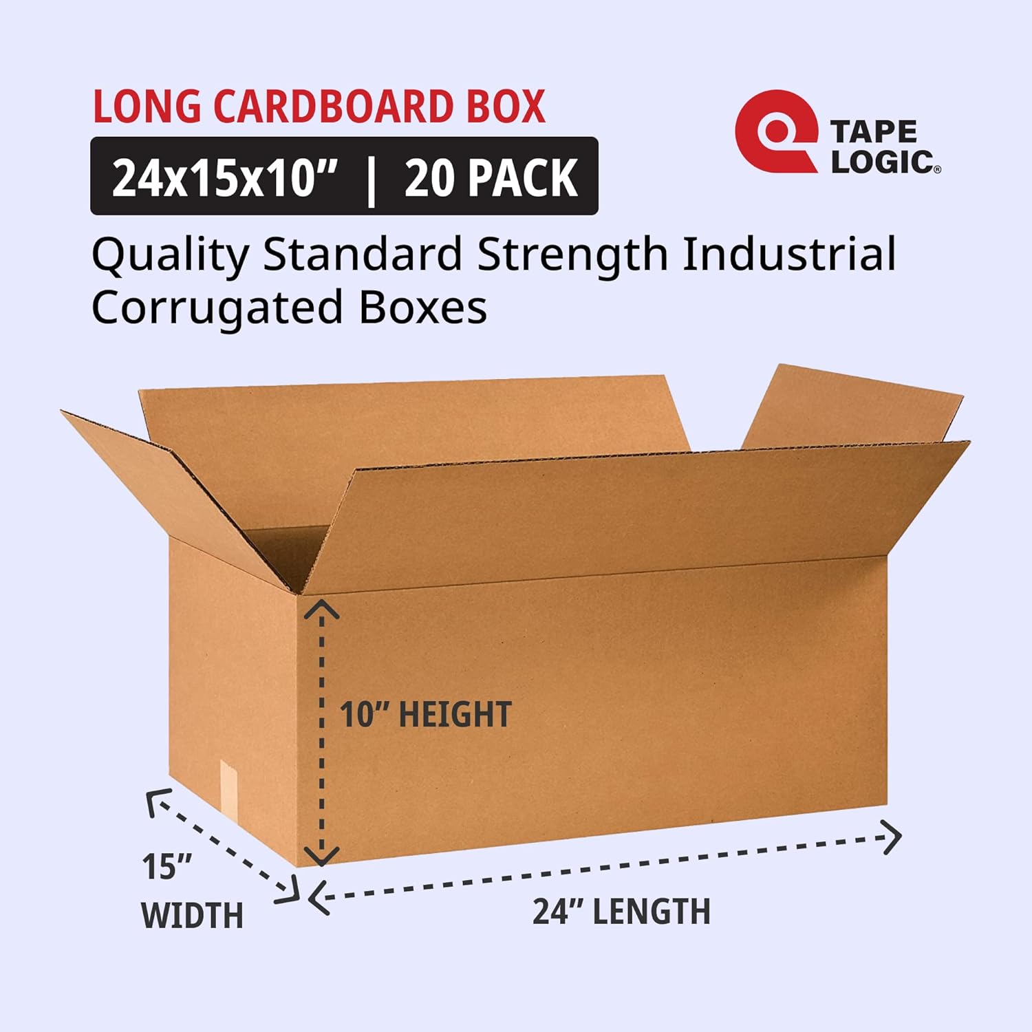 TAPE LOGIC 24x15x10 Corrugated Boxes, Large, 24L x 15W x 10H, Pack of 20 | Shipping, Packaging, Moving, Storage Box for Home or Business, Strong Wholesale Bulk Boxes