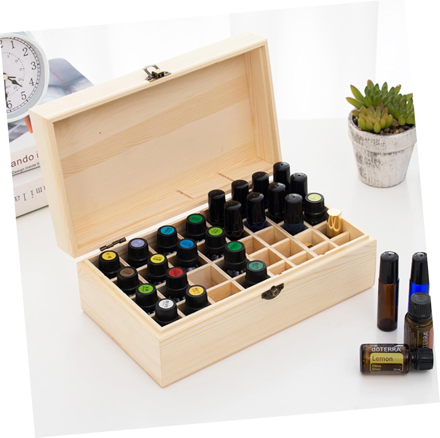 CANIGHT Slots Essential Oil Storage Box Lightweight Organizer Movable Partition for Essential Oil Bottles for Travel and Home Use