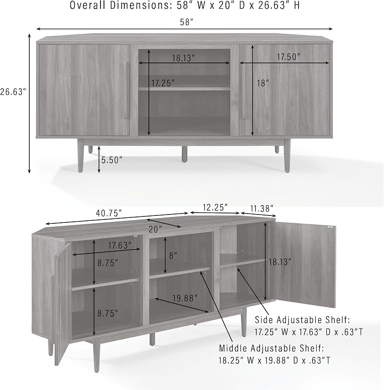 Crosley Furniture Liam Mid-Century Corner TV Stand, TVs up to 65" image 6