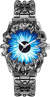 CARLIENGothic Claw Watch for Men – Unique Stainless Steel Wristwatch, Luminous Hands, Waterproof Quartz Movement, Futuristic Melting Style, Cool Red & Green Color Options