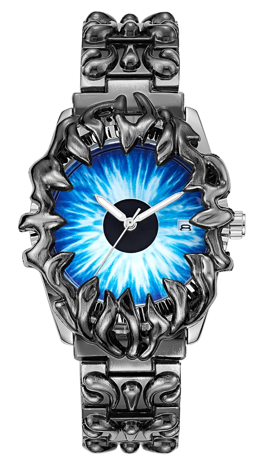 CARLIEN Gothic Claw Watch for Men – Unique Stainless Steel Wristwatch, Luminous Hands, Waterproof Quartz Movement, Futuristic Melting Style, Cool Red & Green Color Options