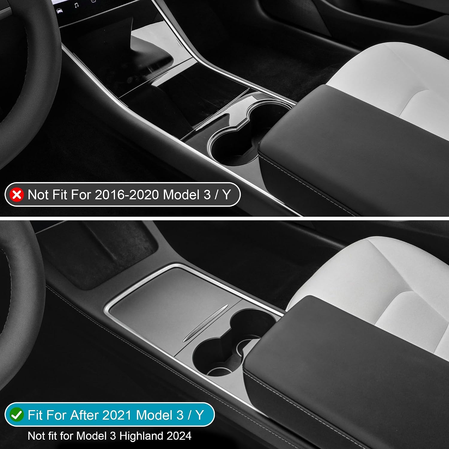 Center Console Wrap Light Pink for Tesla Model 3/Y 2021-2025,Console Cover for Tesla Interior Decor Accessories(Not for M3 Highland/My Juniper) image 2
