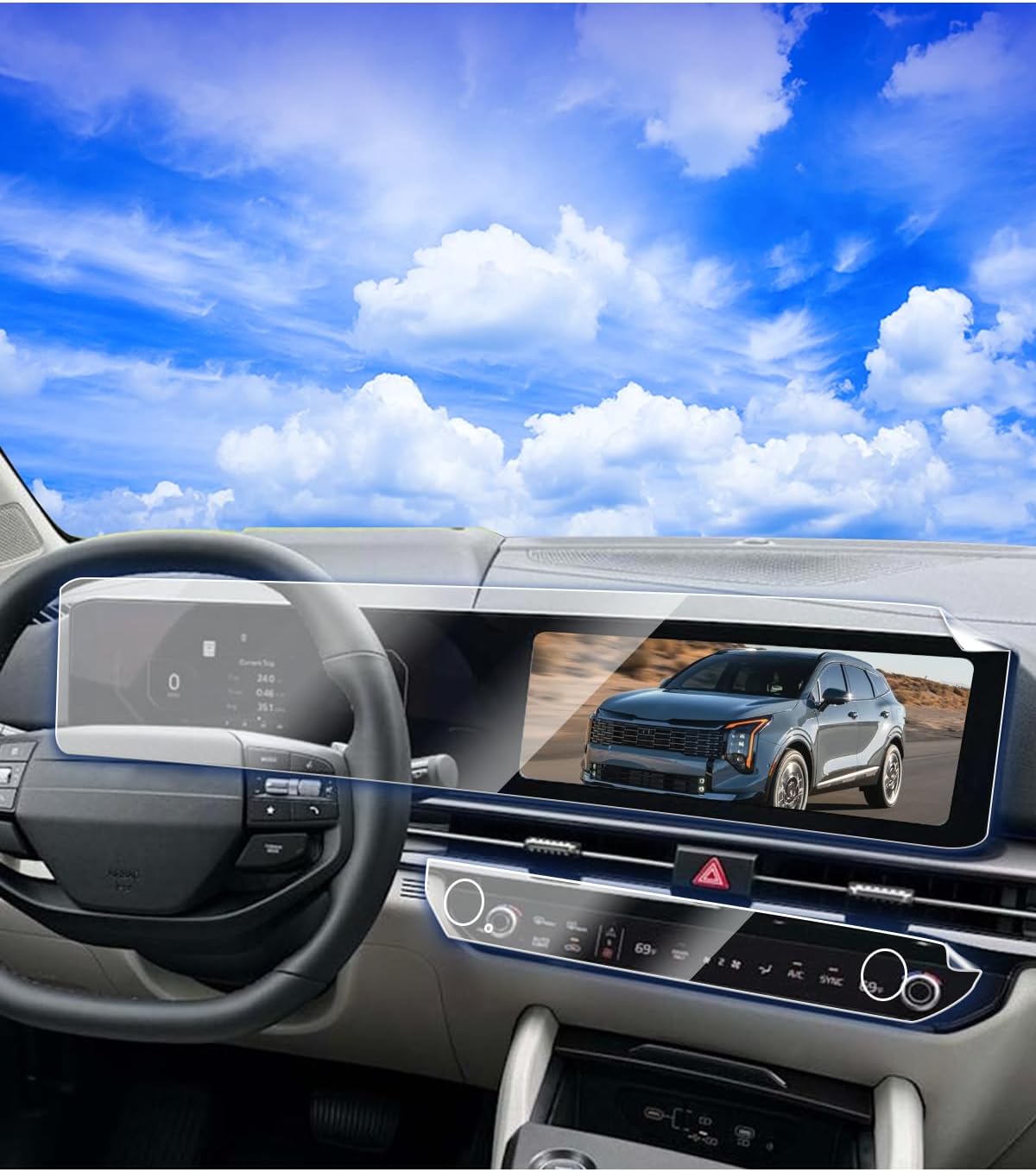 (Double Set) 2026 Kia Sportage Screen Protector for Kia 2026 Accessories 2026 Kia LX/EX/X-Line/SX/SX Prestige/X-Pro Prestige (Hybrid) Dual 12.3Inch 2026 PET Screen Protector（Not For 2024 2025 Sportage）