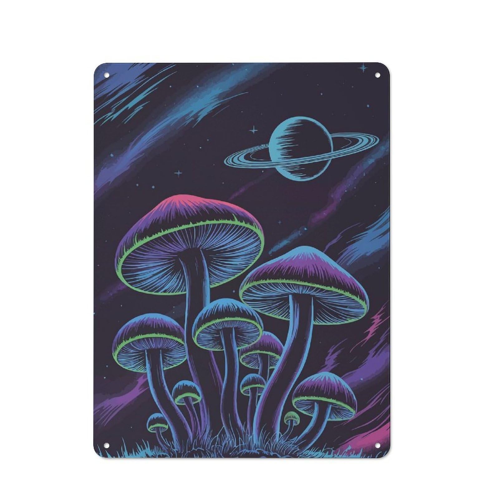 Vintage Vintage Metal Sign 40x30cm Featuring Mushrooms And Space, Room Wall Plaque for Flat, Dorm Room, Lounge Or Cafe