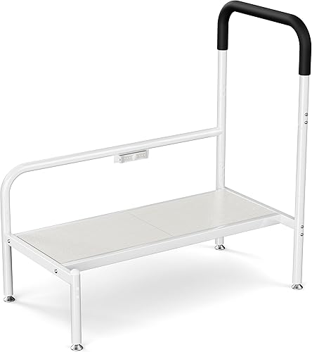 Miniatura 9 de Taburete de cama para adultos, escalones de noche para personas mayores con mango antideslizante y luz LED, riel de asistencia estable para camas
