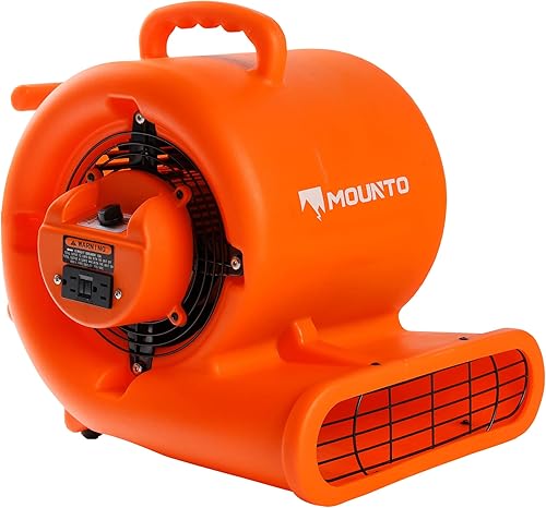 Miniatura 10 de Mounto Ventilador de secado de suelo Air Mover de 13hp de 2000 cfm, motor de aire de 3 velocidades con salida GFCI doble, cable de alimentación de