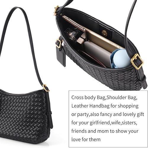 Miniatura 6 de Woven Handbag for Women, Woven Crossbody Bags for Women, Designer Ladies Hobo Bag Bucket Purse Faux Leather