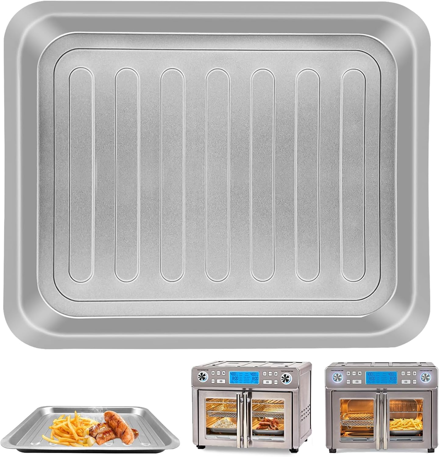ZuKaYeHome Air Fryer Grill Plate for Emeril Lagasse Dual Zone 360 Air Fryer Oven 25 QT Extra Large, 14''×12'' Stainless Steel Air Fryer Tray Accessories Grill Pan Crisper Plate Replacement Parts Rack