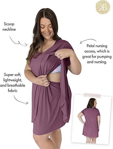 Miniatura 2 de Kindred Bravely Camisón de maternidad y lactancia con dobladillo tulipán Camisón de lactancia materna para mujer