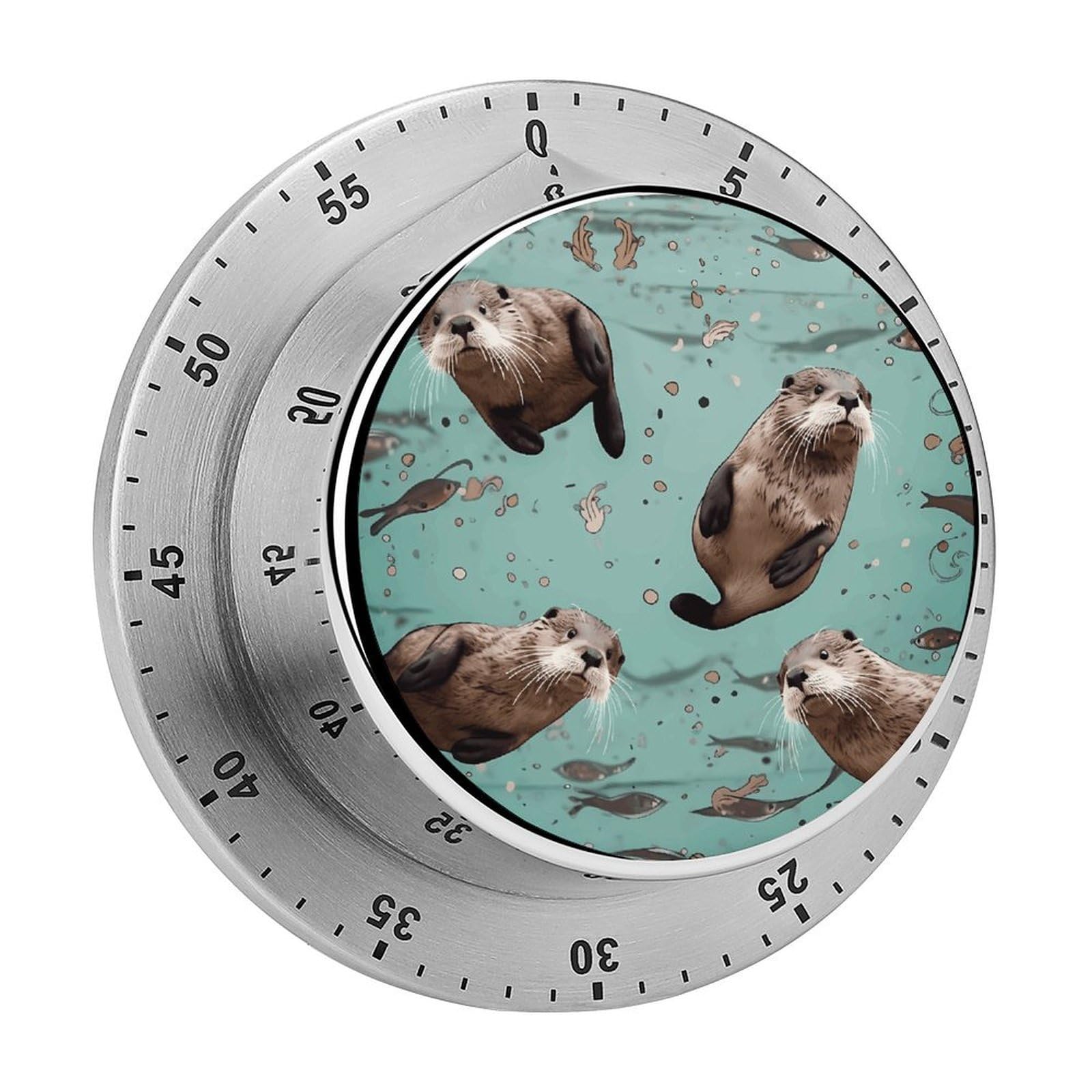 60 Minute Wind Up Timer, Visual Mechanical Timer with Loud Alarm, Otters Kitchen Timers for Cooking - No Batteries Required - Magnetic Backing, Exquisite Stainless Steel Body