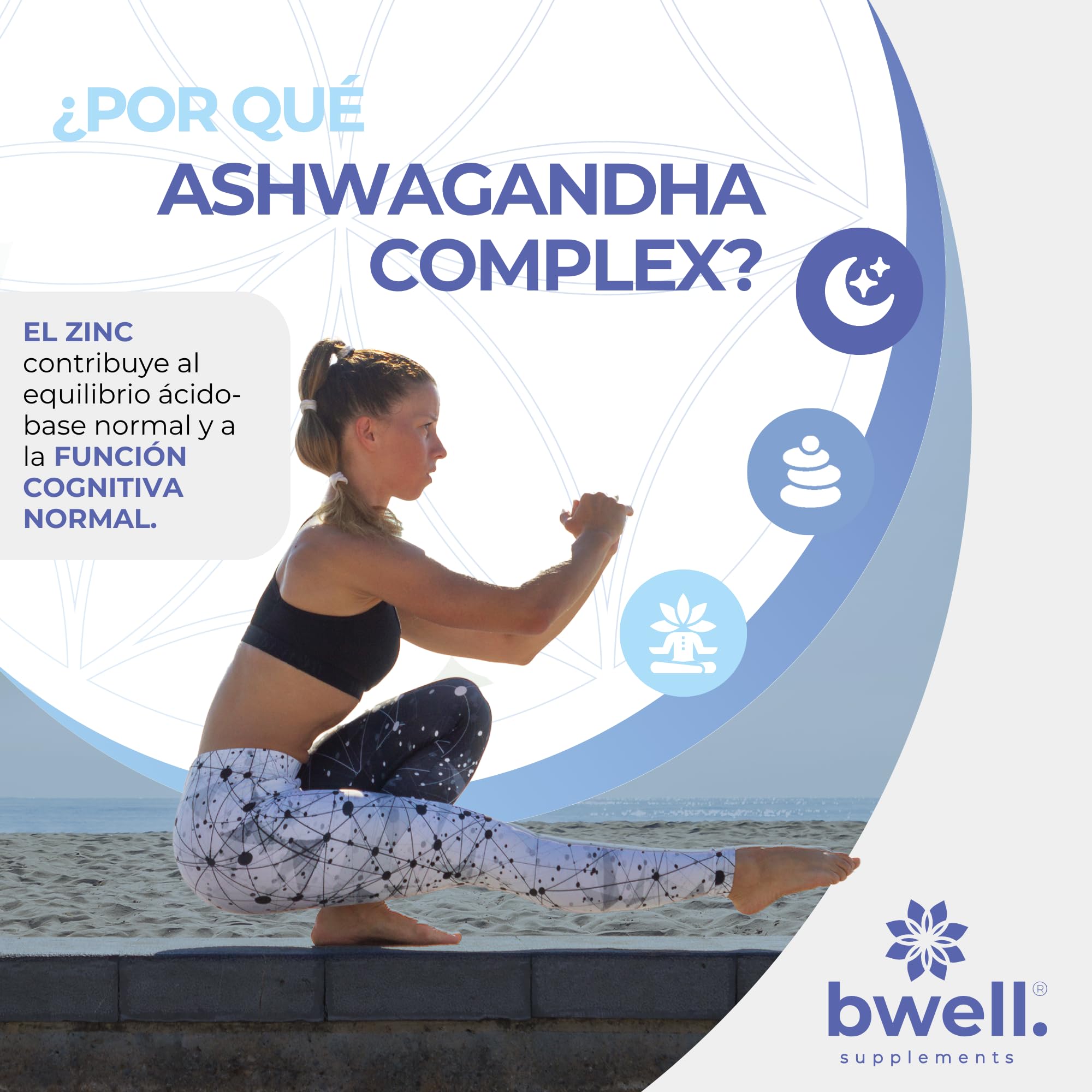 Ashwagandha Ksm-66 Pura 600mg Alta Biodisponibilidad Nootropico Natural 120 Capsulas para Cortisol Estres Sueño Sistema Inmunitario Extracto Raiz Zinc Triptofano Ingredientes Naturales sin OGM BWELL