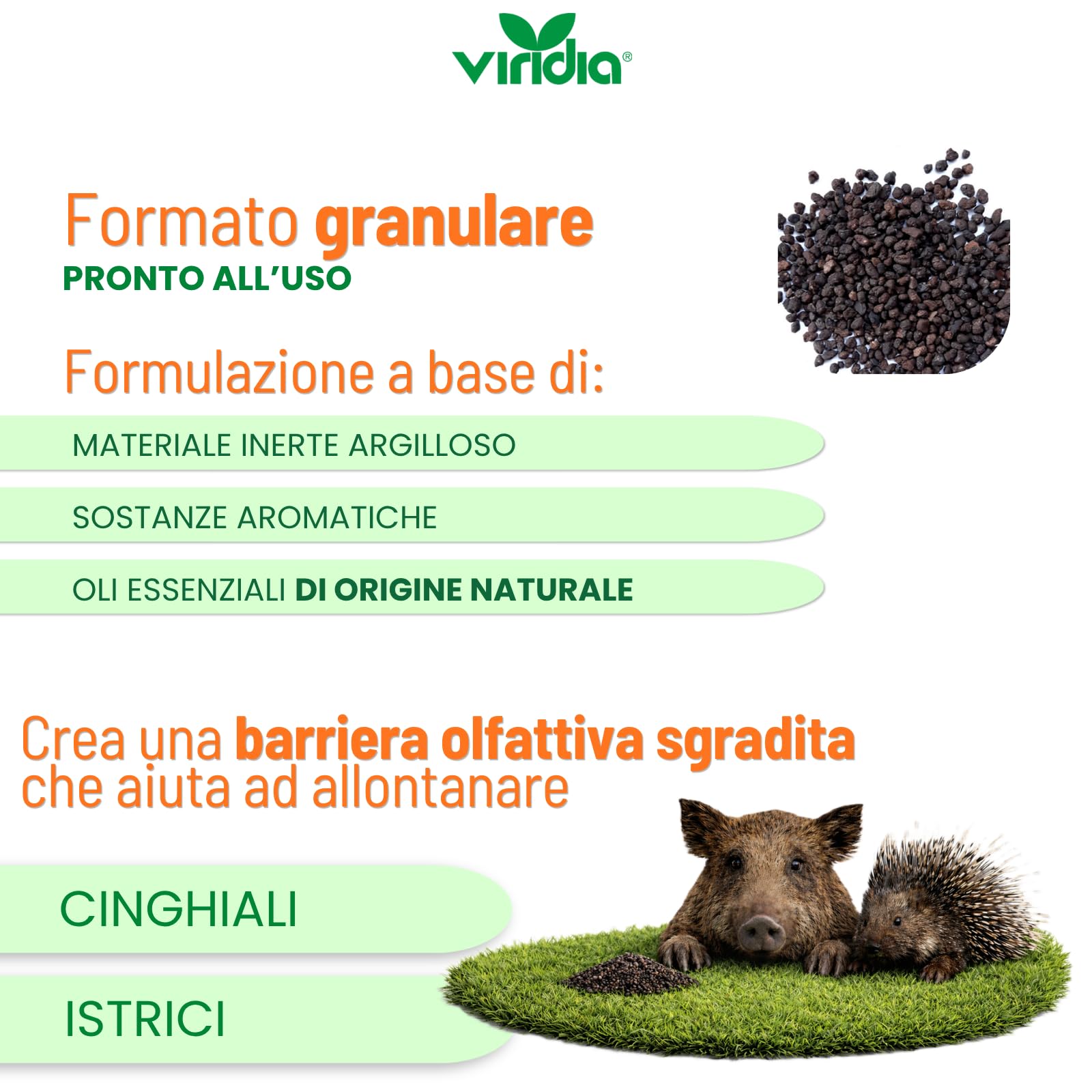 Cinghiale disabituante granulare 5000 ml Viridia - repellente in granuli profumati non graditi a cinghiali ed istrici