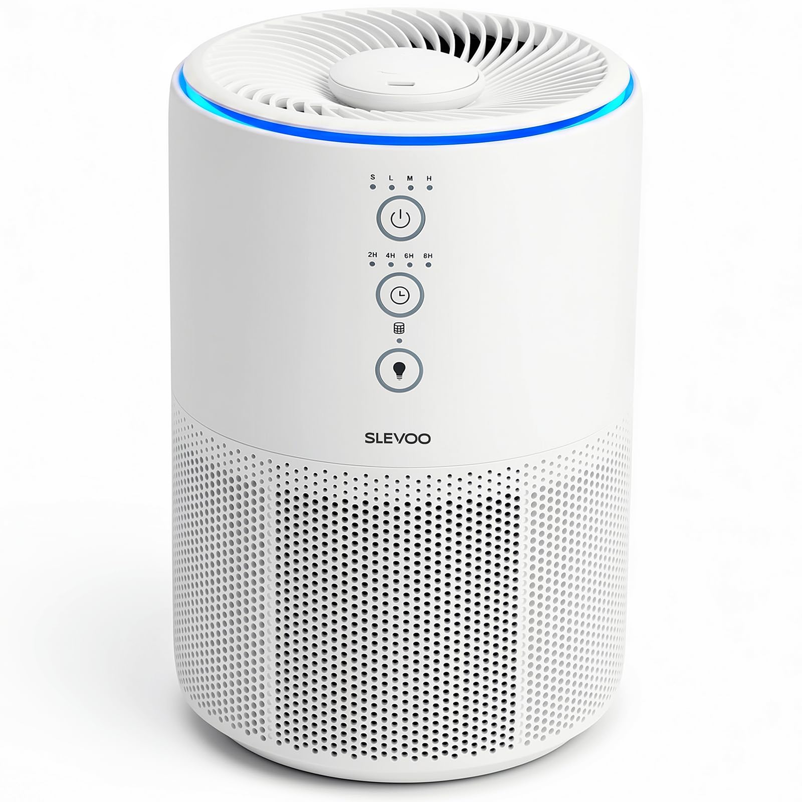 Slevoo Purificateur D'Air Chambre, Éliminant 99,97% La Fumée, La Poussière, Le Pollen Et Les Odeurs, Filtre Hepa H13 Avec Éponge Parfumée, 3 Niveaux De Vitesse & Time Mode Sommeil À 23 Db,Blanc