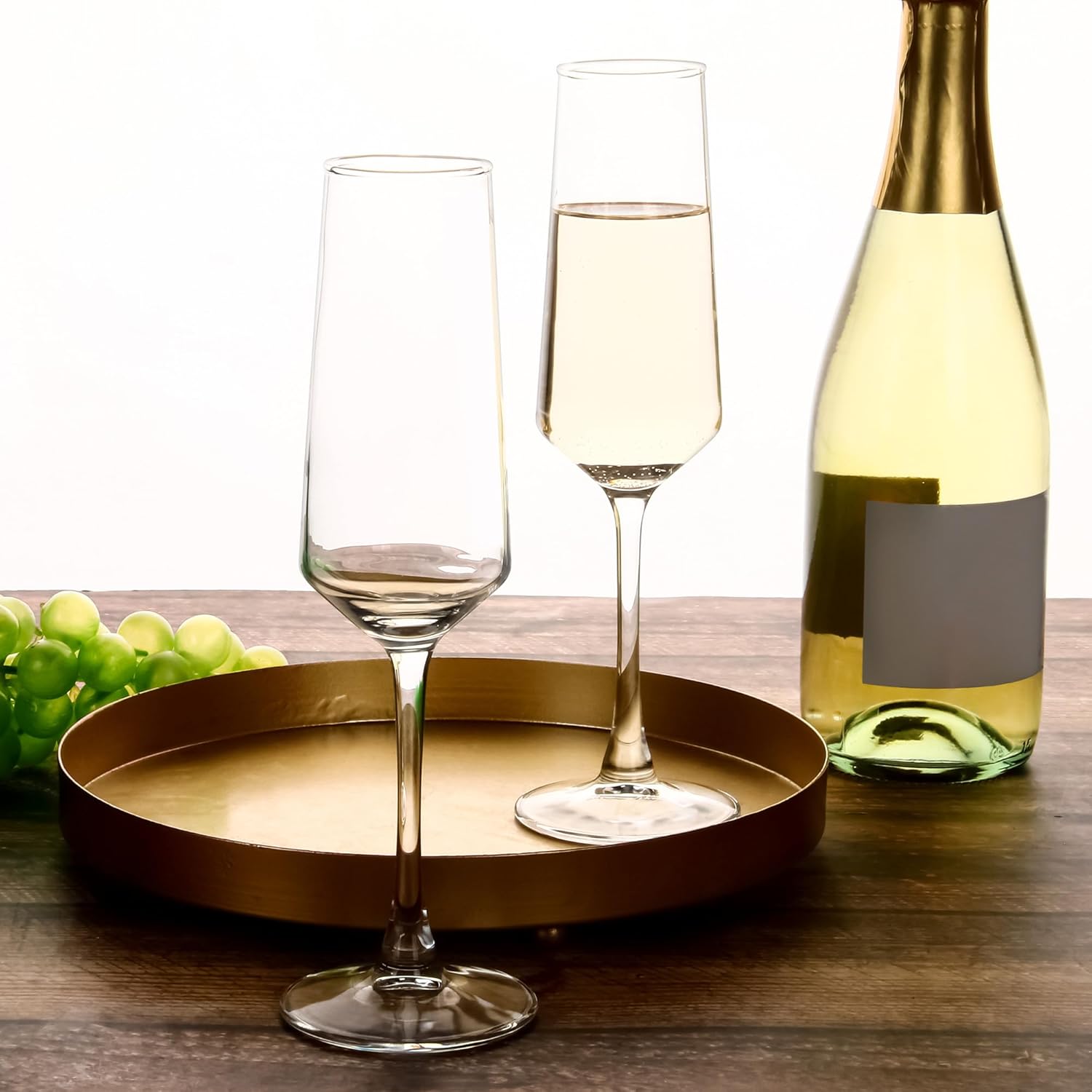 Champagne Flutes - Elegant Champagne Glasses Set of 12, for Wedding, Christmas - 7.5 oz, Idea for Sparkling Wine - Dishwasher Safe - Image 4