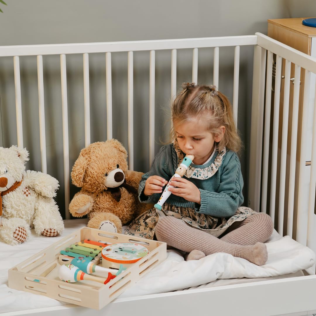 Momo Kids® Set de Instrumentos Musicales para Niños | Juguetes Montessori 2 años | Pandereta Tambor Infantil, xilófono Bebe, Maracas y Flauta | Instrumentos Musicales Bebe | Regalo Niña 2 Años — view 4