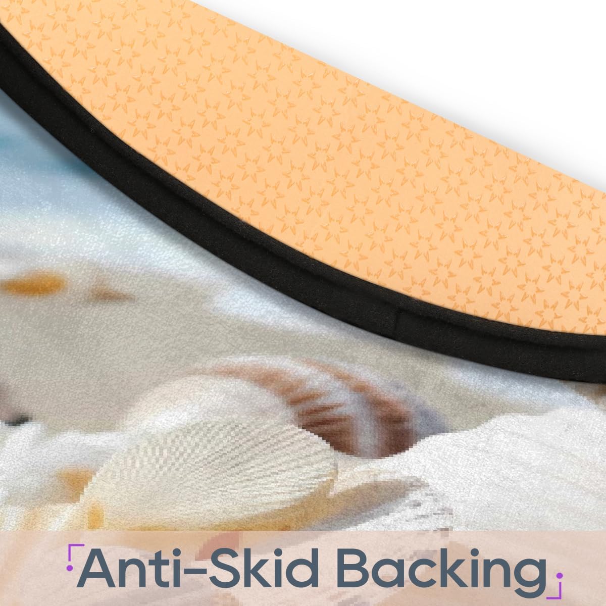 Round Rug 5ft Ocean Beach Starfish Seashell Washable Area Rugs Non Slip Absorbent Floor Door Mat Circle Rug Carpet for Kids Living Room Bathroom Home