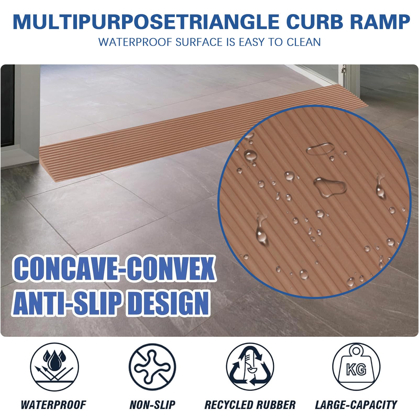Rampa per Gradini Disabili, Lunghezza 1m maximale : 800 kg - Rampe pour fauteuil roulant, aspirateur, robots, poussettes ou scooter électrique (grigio, Altezza 3 cm, larghezza 8 cm)