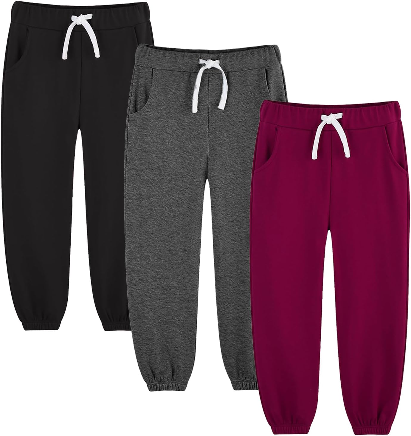 Bumeex 3 Pack Toddler and Boy Sweatpant Joggers Pants Fashion Cinched Hem Athletic Jogging Sweat Pant 100% Cotton 2-14 Years