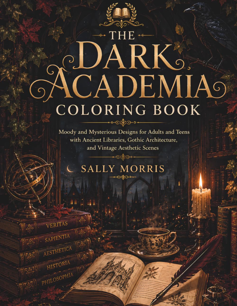 The Dark Academia Coloring Book: Moody and Mysterious Designs for Adults and Teens with Ancient Libraries, Gothic Architecture, and Vintage Aesthetic Scenes