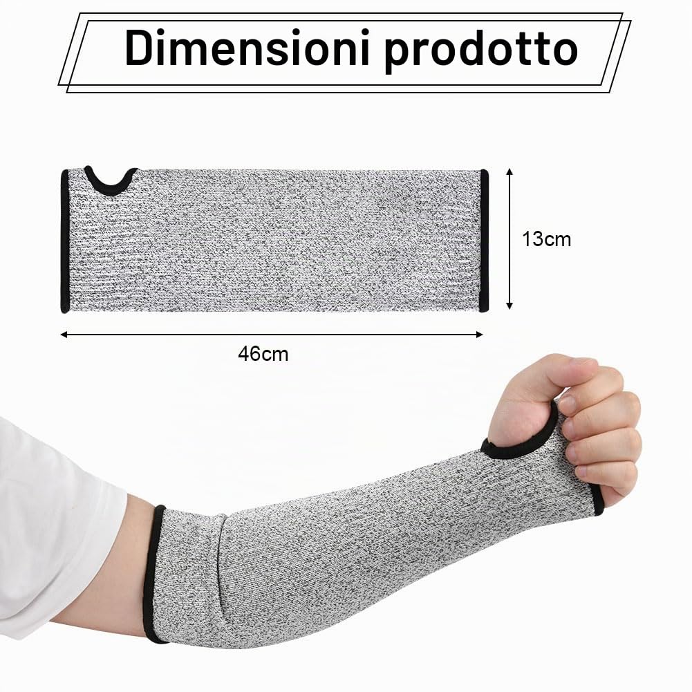 flintronic Maniche Resistenti al Taglio, 2pz(45CM) | Protettive Antitaglio Livello 5, Per Giardinaggio, Taglio Metalli, Riparazioni, Cucina, Toelettatura Animali Domestici