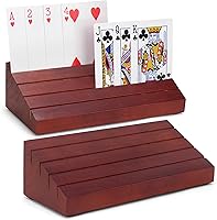 Vista 8 de LotFancy Tarjetero para niños, adultos, personas mayores, grandes tarjeteros de madera manos libres para noches de juegos de cartas familiares