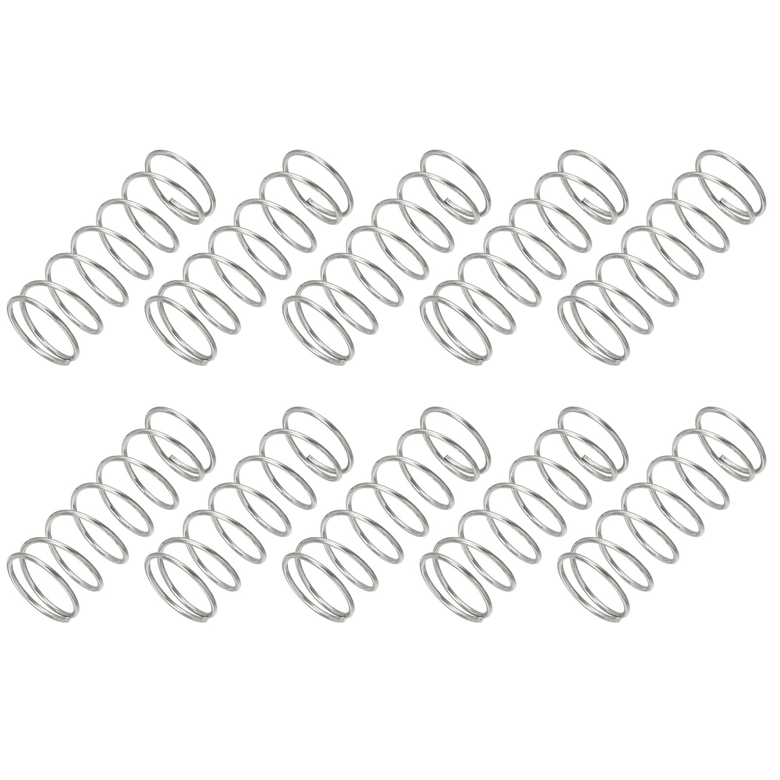 PATIKIL Compression Spring, 0.8mm Wire Dia x 12mm OD x 30mm L, 10 Pcs 304 Stainless Steel Mechanical Extension Small Springs Pen Springs Assortment Kit for Shop and Home Repairs