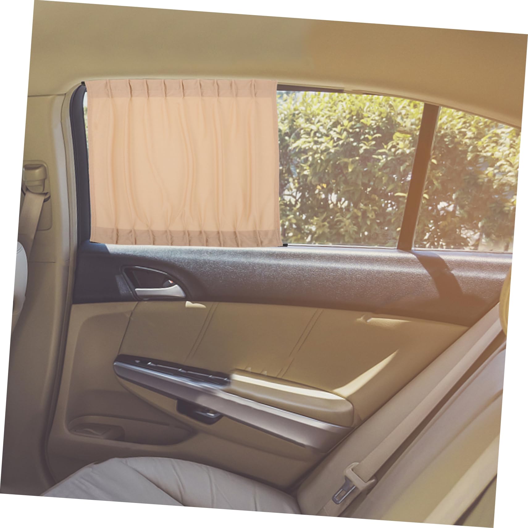 Tendina Privacy Auto Beige 2 Pezzi per Finestrino, 44-50 Cm | Abs, Lega di Alluminio e Poliestere, Installazione Semplice, Isolamento Termico, Pulizia Facile