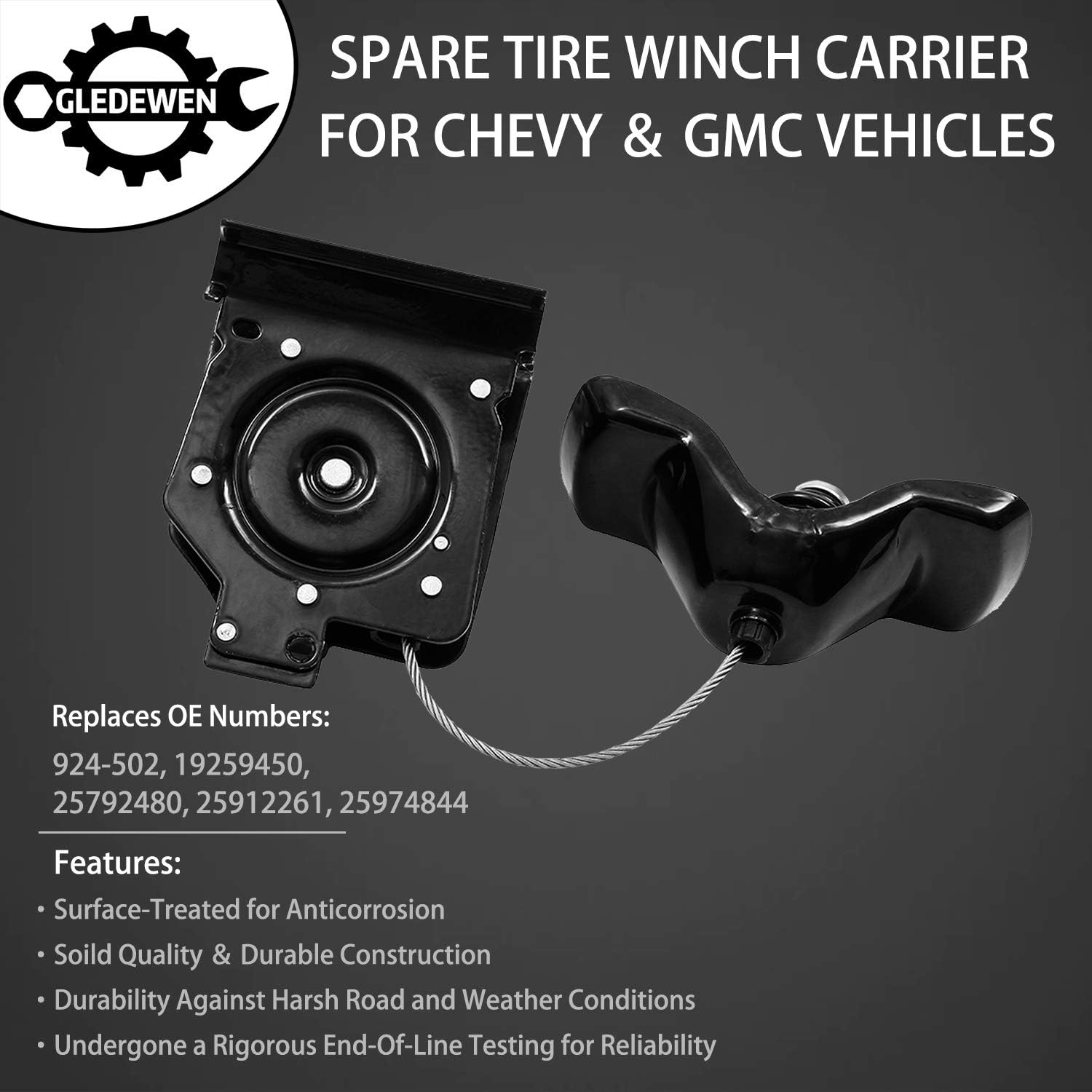 Spare Tire Hoist Spare Tire Winch Carrier | for 2003-2010 Chevy Silverado & GMC Sierra 2500HD, 3500, 3500 Classic,3500HD | Replaces# 924-502, 19259450, 25792480, 25912261, 25974844