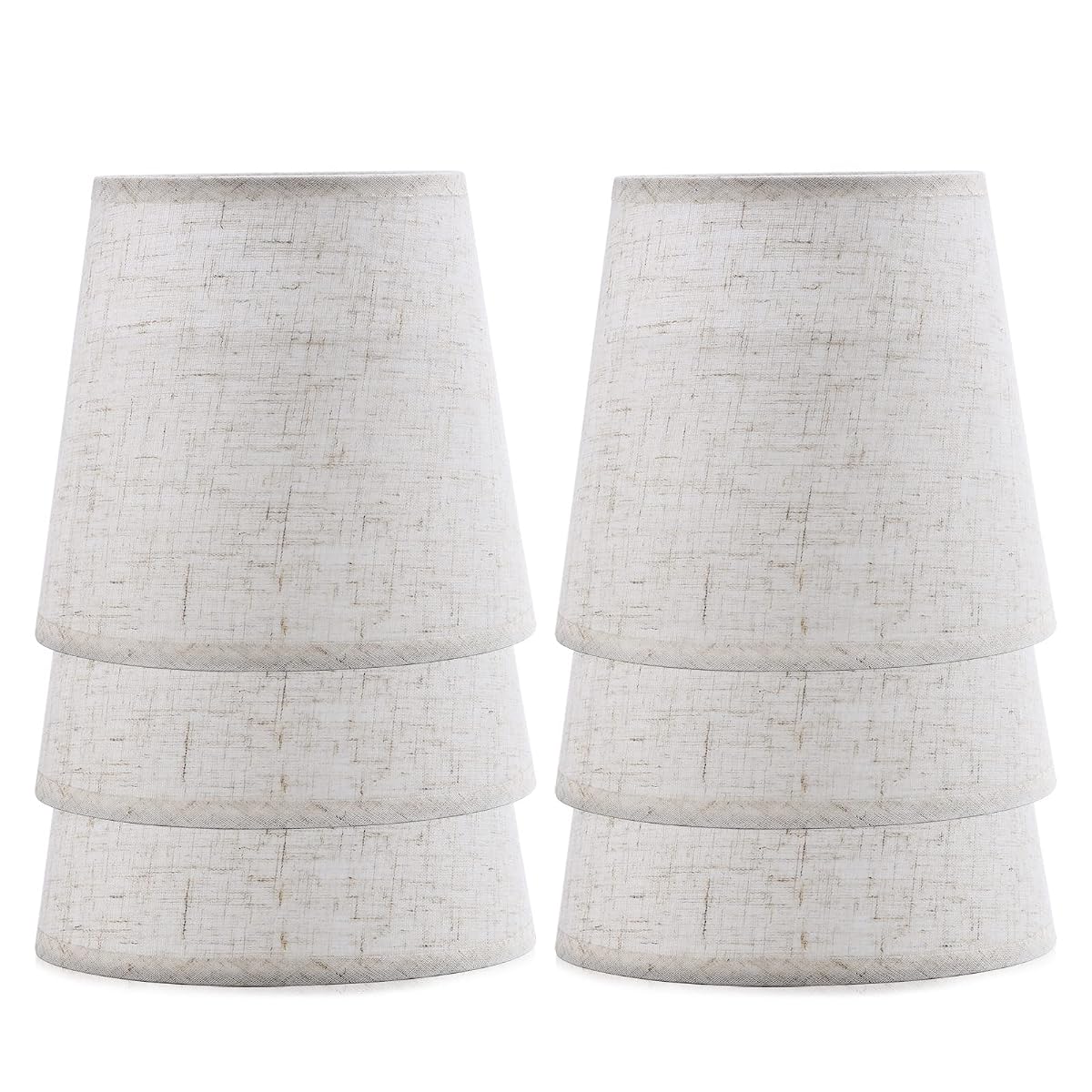 YISUN Chandelier Lamp Shades Set of 6, Beige Linen, 5.9in x 5.5in x 4.3in, Clip