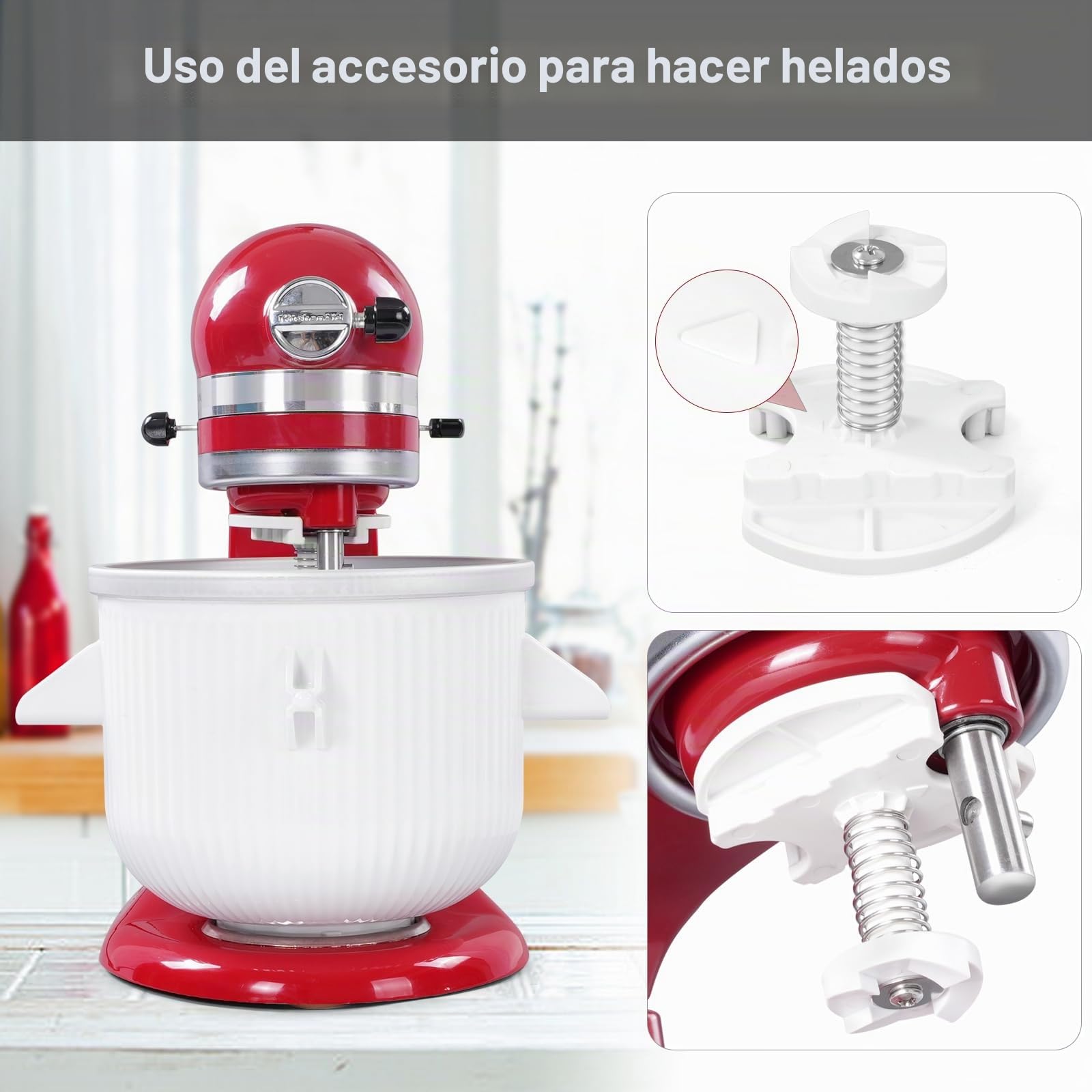 Gdrtwwh Accesorio de Helado para Batidora de Pie Kitchenaid,Apta para Batidora de Pie Kitchenaid de 4.5L y Bol Elevador de 5-6-7L(Apto para Lavavajillas)