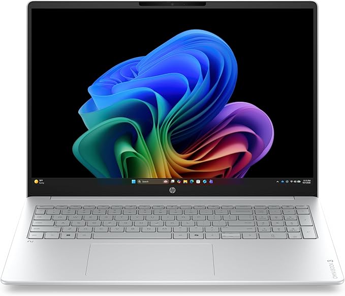 HP OmniBook 3 16-bz0000sf Ordinateur Portable 16" 2K IPS, PC Portable (Qualcomm Snapdragon X X1-26-100, RAM 16 Go, SSD 512 Go, Qualcomm Adreno GPU, Windows 11), Laptop Argent, Clavier AZERTY