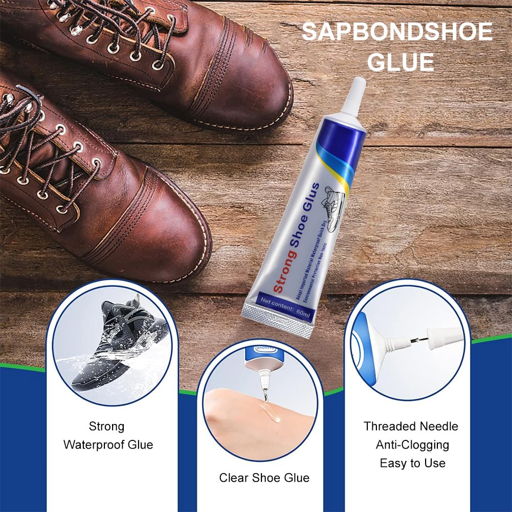 Bardzo Mocny Klej do Butów - 60 ml, Wodoodporny, Przezroczysty do Naprawy Podeszwy, Skórzanych i Biegowych (2PCS)