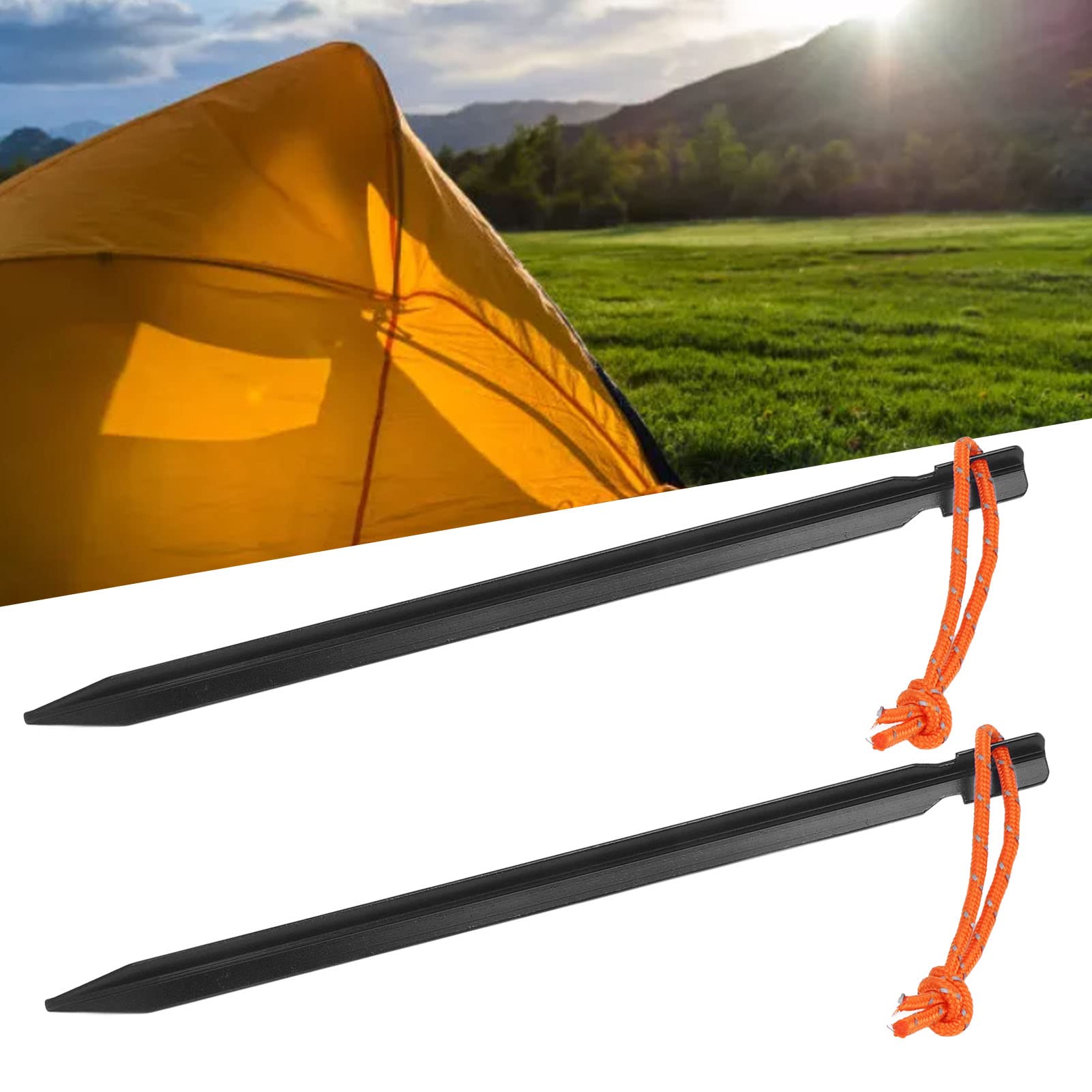 20 Pz Picchetti per Tenda a V in Lega di Alluminio, Picchetti da Campeggio Resistenti con Corde e Borsa, 23 cm per Tende, Tettoie e Giardino su Terreni Vari (Nera)
