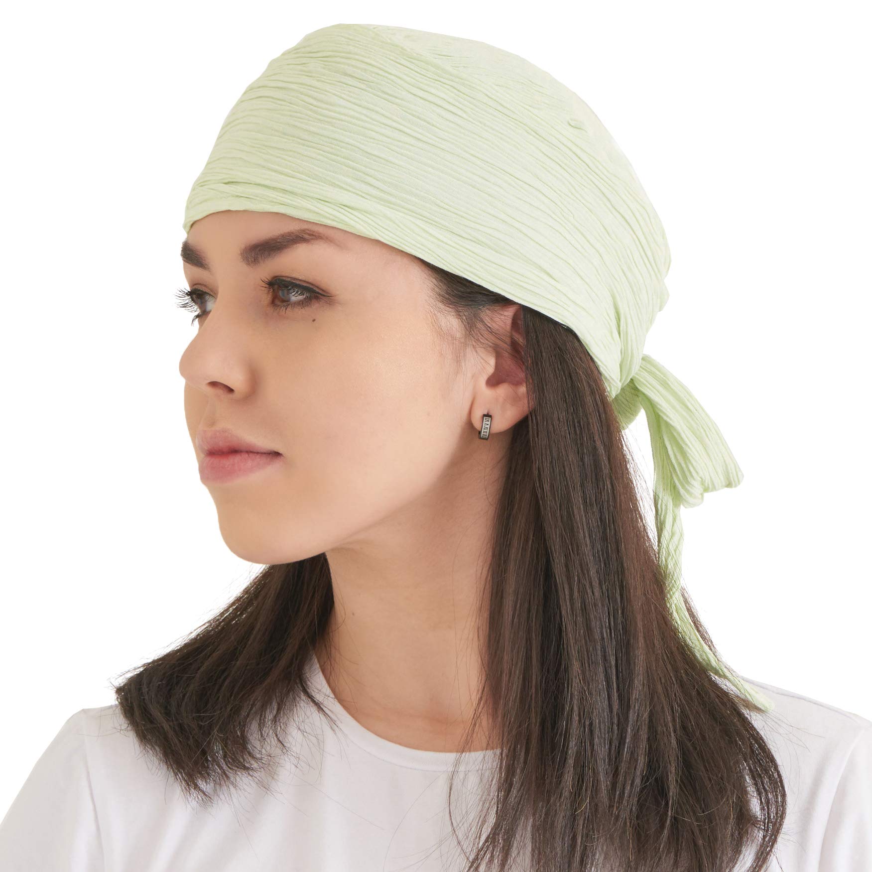 CHARM Pirate Hat Head Scarf - Turban Bandana Cap Boho Scarf Chic Womens Mens Adult Pirate Costume Casualbox Lime/White