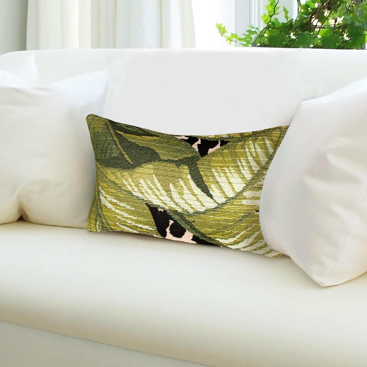 Liora Manne Marina Indoor/Outdoor Power Loomed Easy Care Pillows, 12" x 18", Safari Green