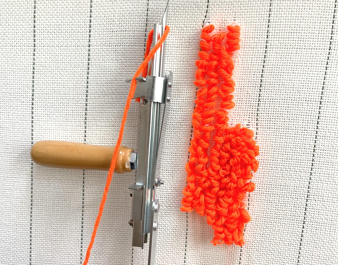 zalati Manuelle Tufting-Werkzeuge, Schlaufen-Florhöhe 45-53 mm, Edelstahl und Holz, Silber