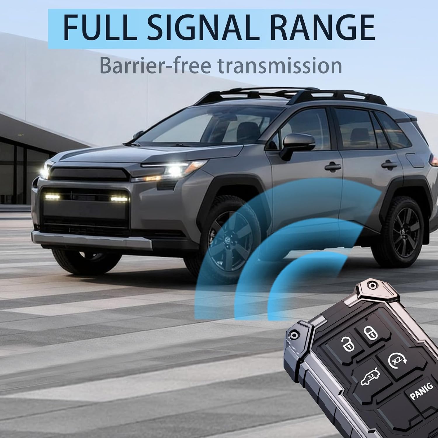 Heavy Key Fob Cover for Jeep, Keychain, Metal Silicone Key Fob Case Compatible with Grand Cherokee Compass Renegade Durango Challenger Journey Dart (Black, S Buckle)