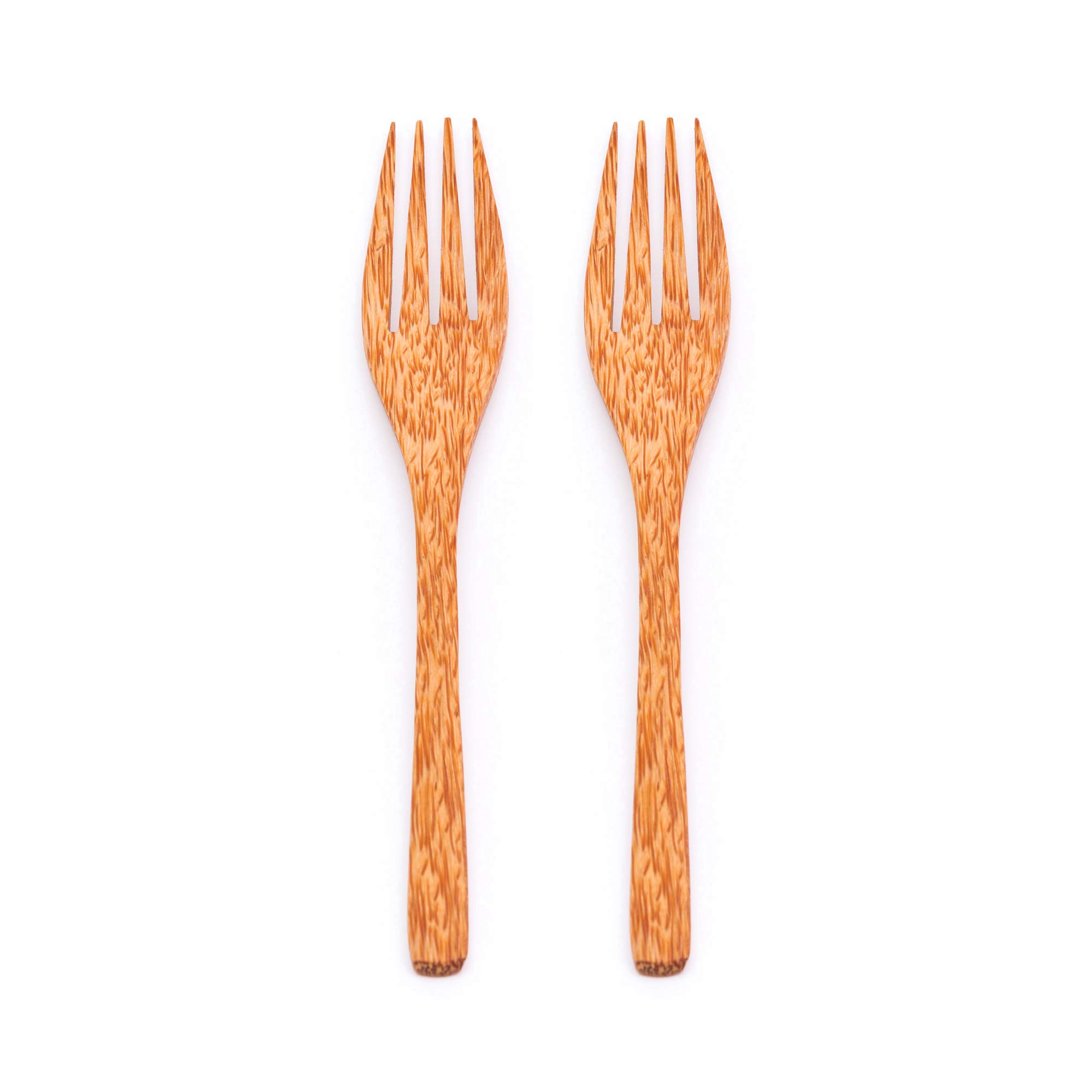 Rainforest Bowls Coconut Wood Fork (2-Pack) - All-Natural Wooden Fork Handmade from Reclaimed Coconut Timber - Zero-Waste, Biodegradable, Eco-Friendly - Vegan Utensil for Buddha Bowls & Salads