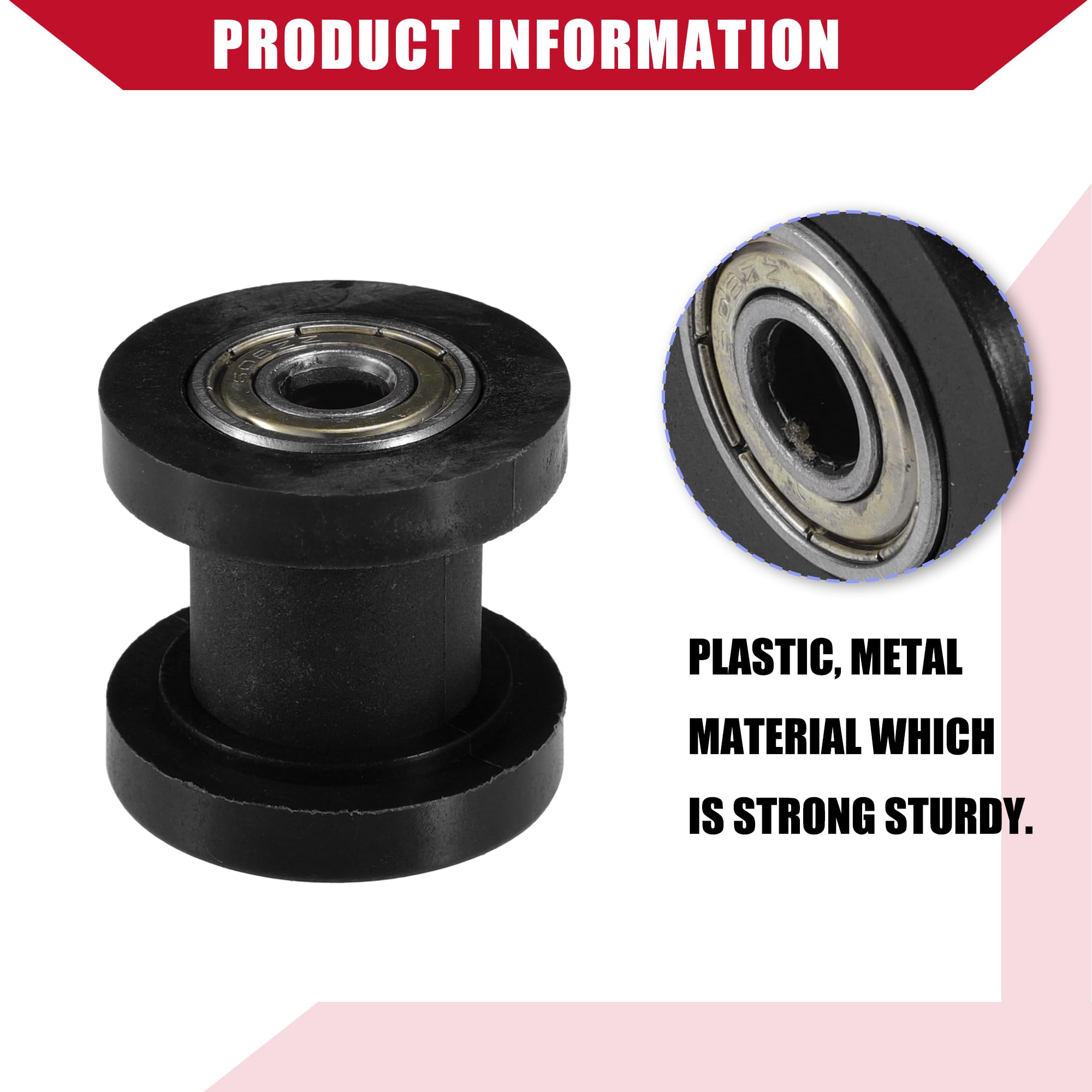 Tendeur De Chaîne À Galet Pour Moto/Quad 8 Mm Lot De 2 Noir | Plastique/Métal, M8x1.25, Pour KLX110, XR125, SSRC, RF50, Pit Bike, Karts, Quads 125-160cc