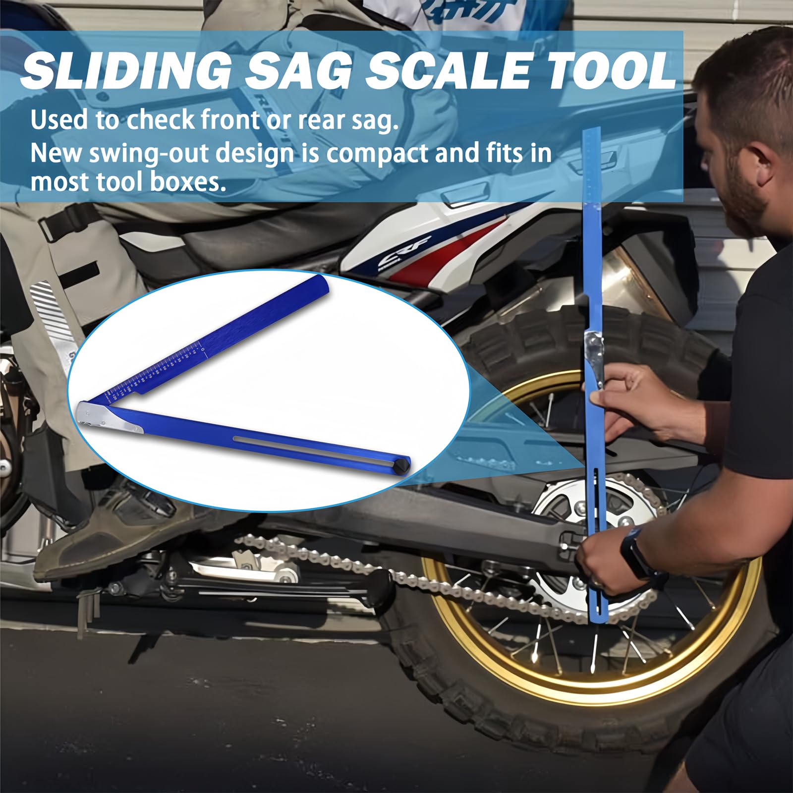 Folding Sag Scale ? Reversible Multi-Scale Design for Cross-Country Competition be Applicable Most Mini and Full Size Motorcycles,Cone and Screw Set ?Dirt Bike sag Tool