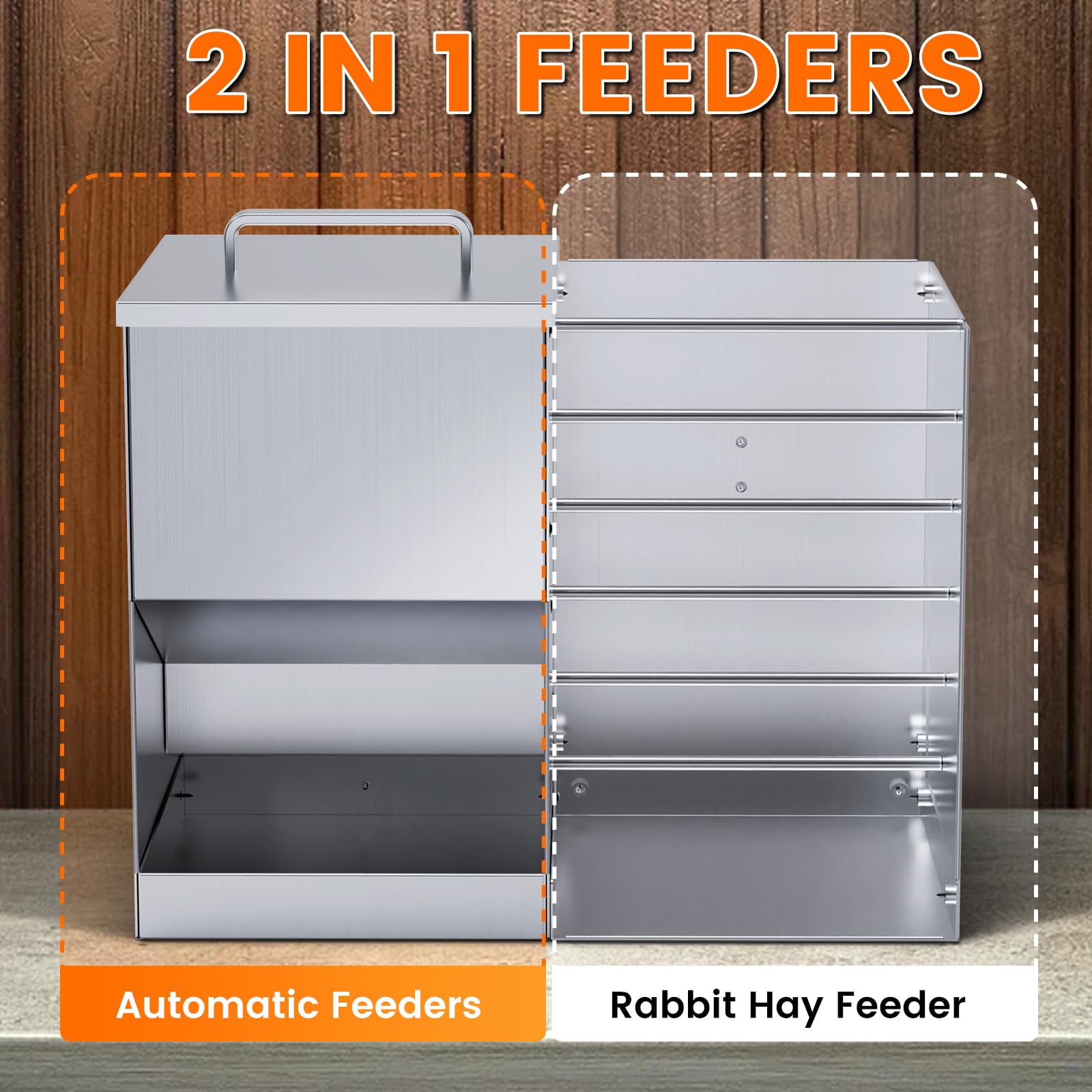 Mangiatoia automatica per conigli per gabbia Mangiatoia per fieno per conigli 4,5 L Mangiatoia per coniglietti in acciaio inossidabile Dispenser di cibo per conigli per porcellini d'India Scoiattoli