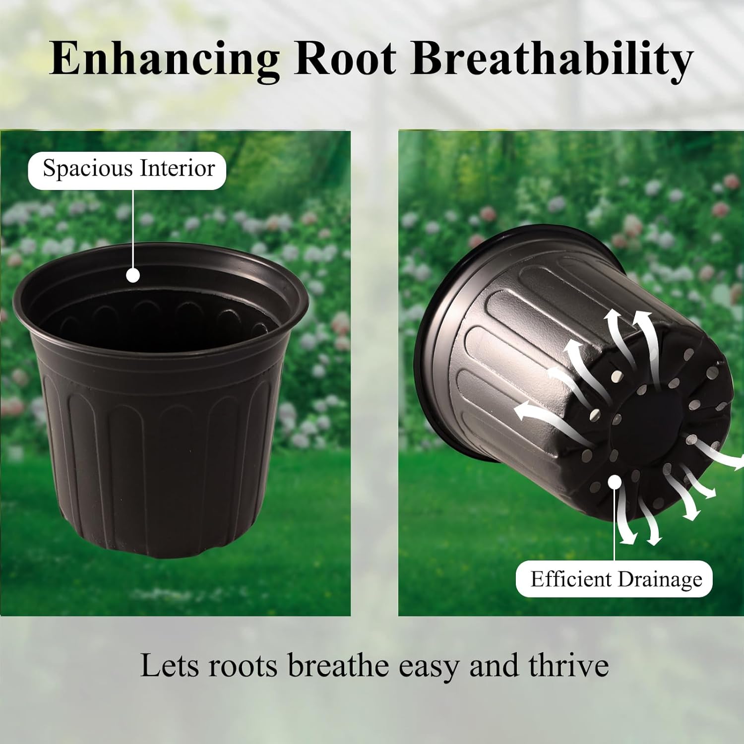 25 Pack 5 Gallon Flexible Plant Nursery Pots Plastic Seedling Starting Pots with Drainage Holes Soft Flower Pots Plant Container with Plant Labels, Black