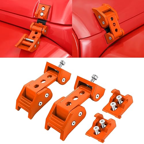 Miniatura 10 de RT-TCZ Kit de pestillos de capó para Wrangler compatible con Jeep Wrangler JK JL Gladiator JT, accesorios exteriores rojos, 2 piezas (3 agujeros)