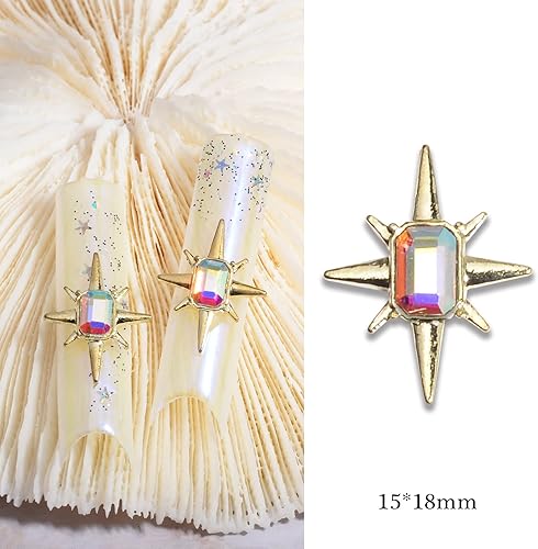 Miniatura 5 de Diamantes de imitación para uñas acrílicas 3D vintage, punk, ocho ángulos, estrellas, arte de uñas, cristales de cristal brillantes, joyas para