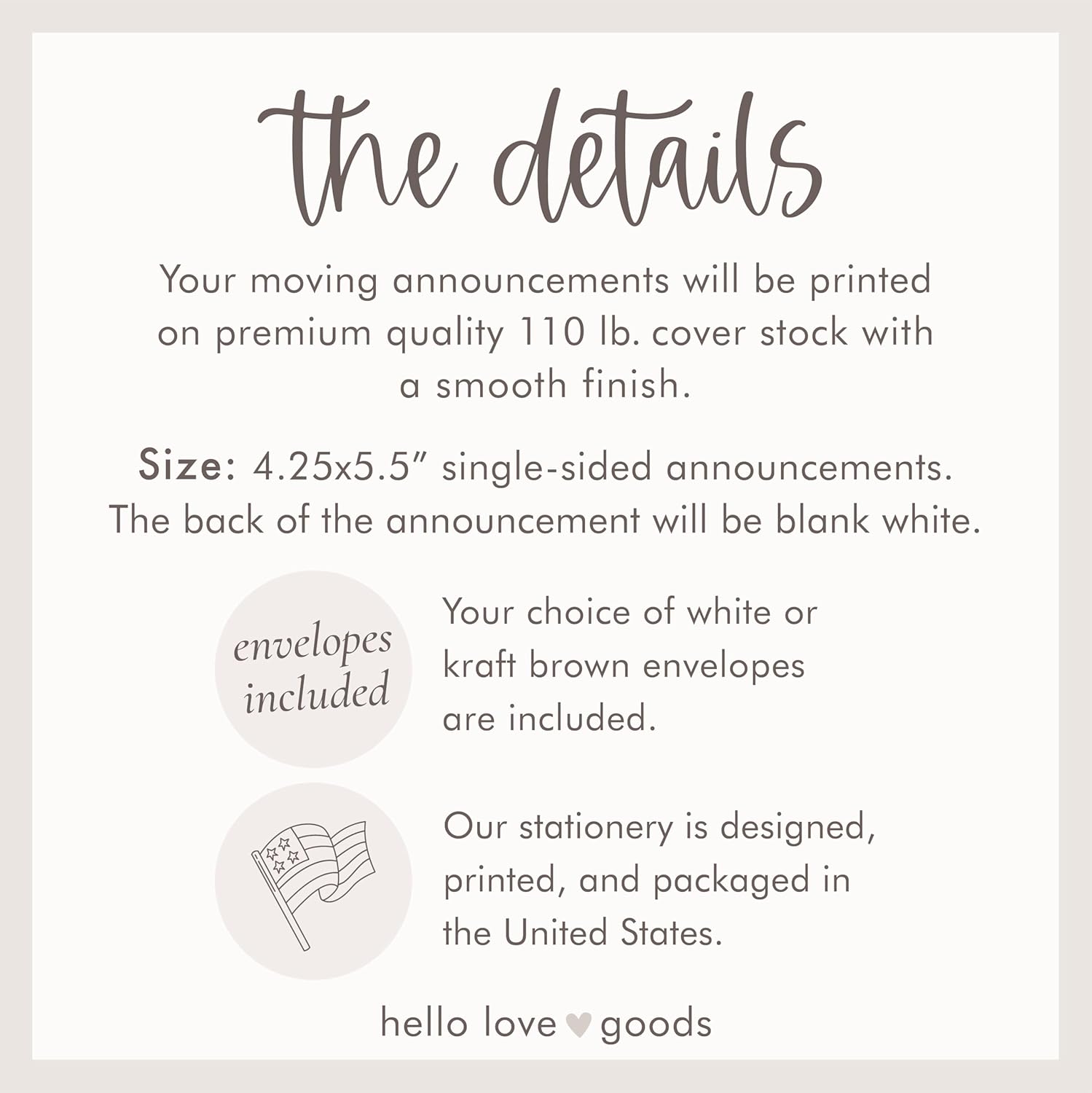Front Door Moving Announcement Cards, New Address Cards, Flat 4.25x5.5 Personalized Moving Cards with Envelopes (Blue)