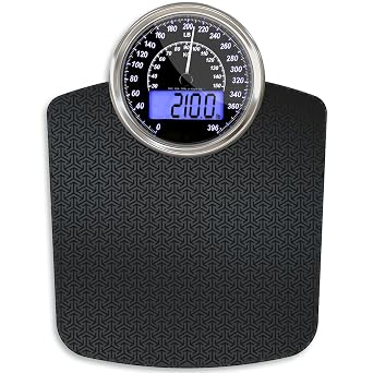 Hybrid 2-in-1 Analog Digital Weighing Scale, Up to 396lbs, Tempered Glass