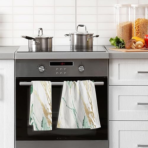 Miniatura 5 de Juego de 2 toallas de mano de mármol de hoja dorada, toallas de baño de algodón para secar la cara, manos, cuerpo, decorativas, delgadas,